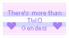 a stamp of text that says 'there's more than two genders,' followed by a heart.